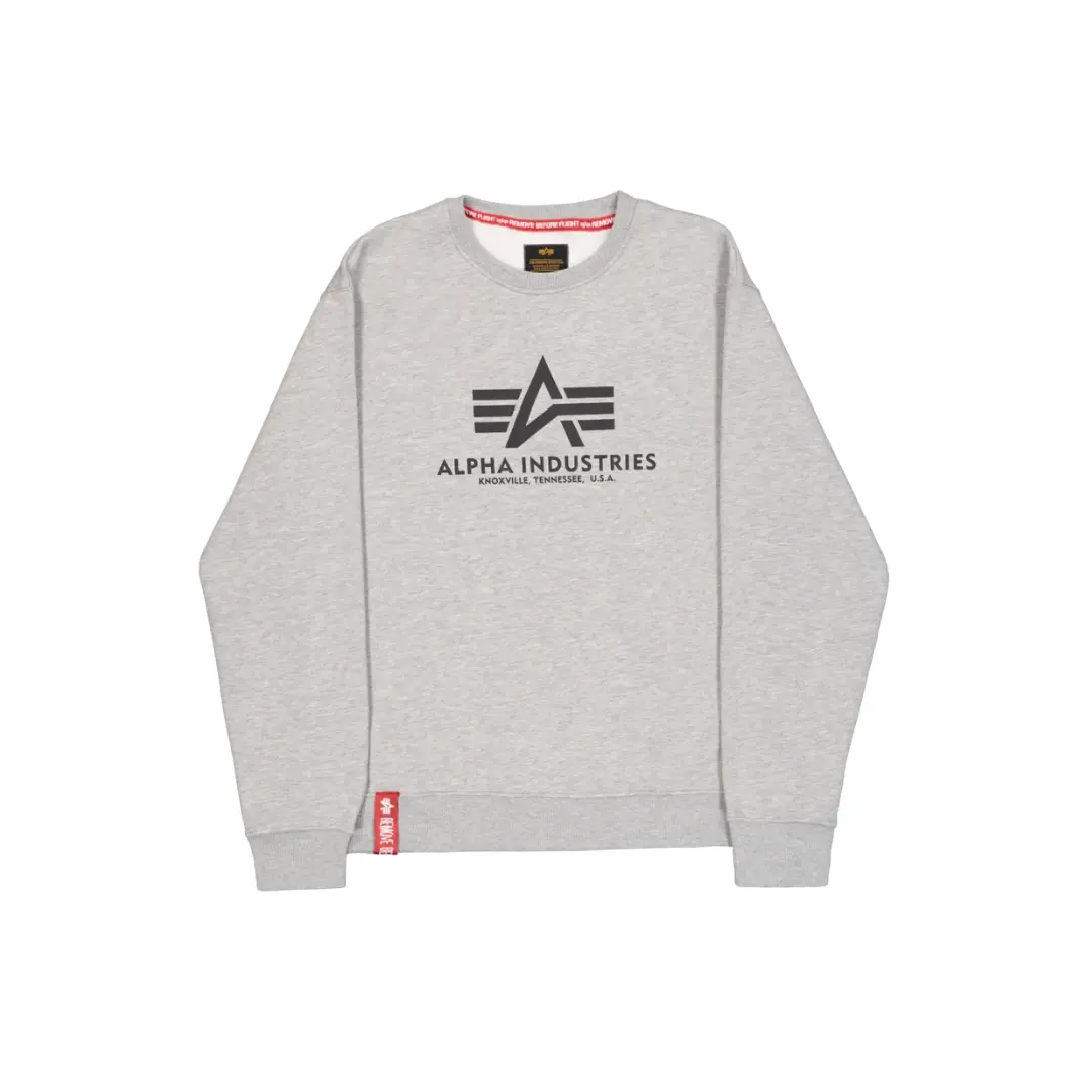 Alpha-Industries-miesten-vaaleanharmaa-collegepaita-logolla