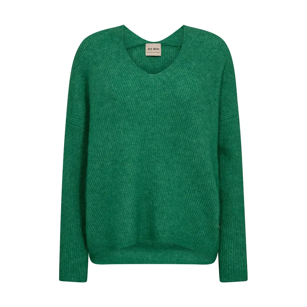 MOS-MOSH_naisten-kirkkaan-vihrea-villa-alpakkaneule_thora-v-neck-knit