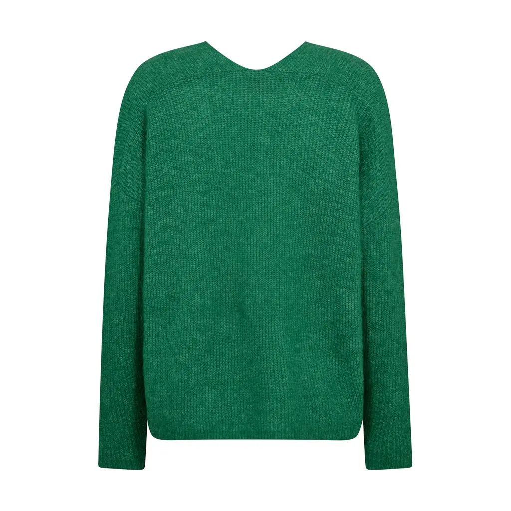 MOS-MOSH_naisten-kirkkaan-vihrea-villa-alpakkaneule_thora-v-neck-knit