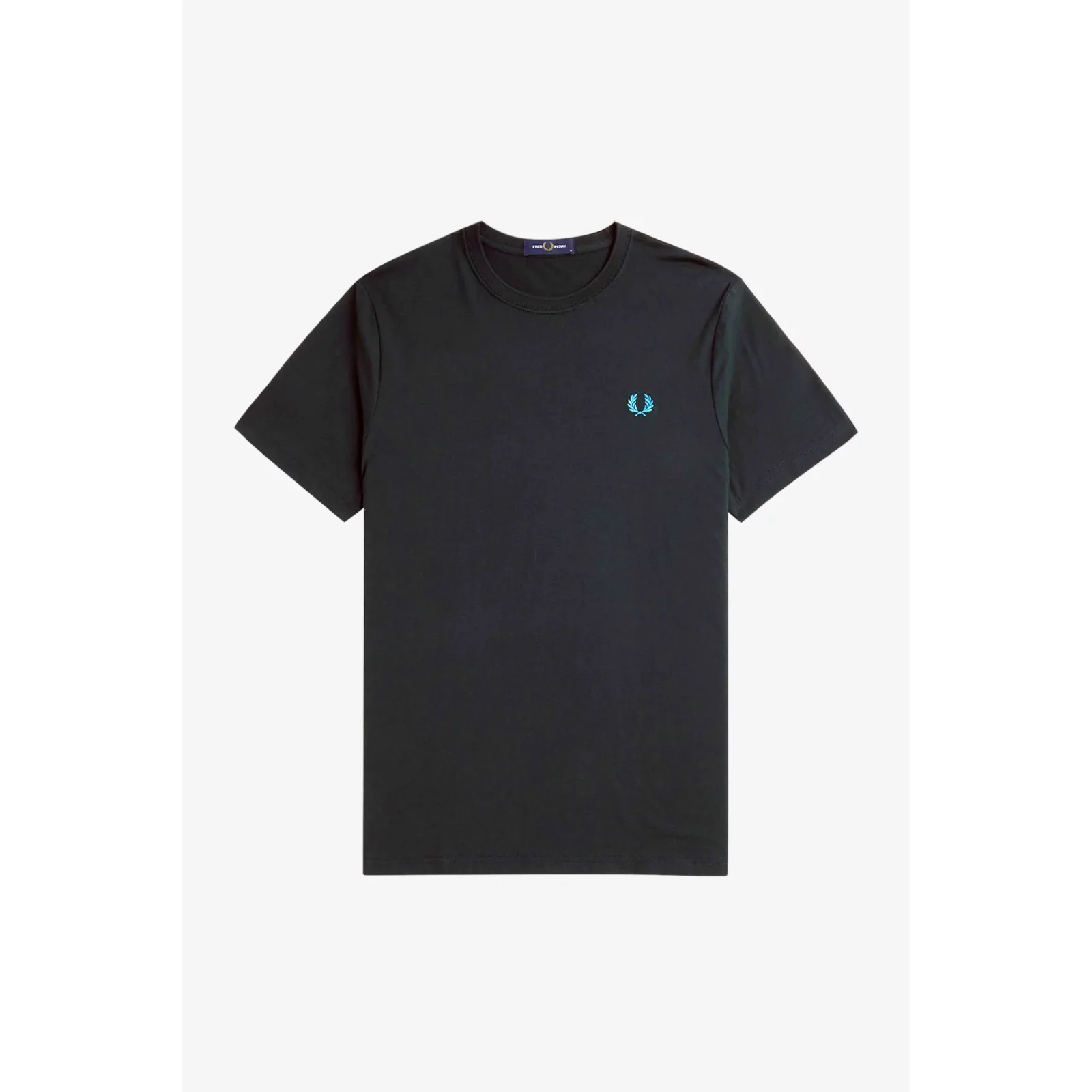 Fred-Perry_miesten-tummanvihrea-t-paita-pienella-Fred-Perryn-turkoosilla-logolla_crew-neck-t-shirt_M1600_W64