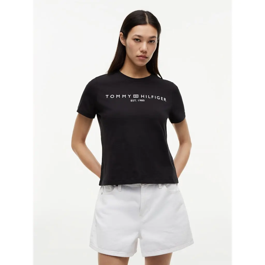 Tommy-Hilfiger-naisten-musta-perus-t-paita-logolla