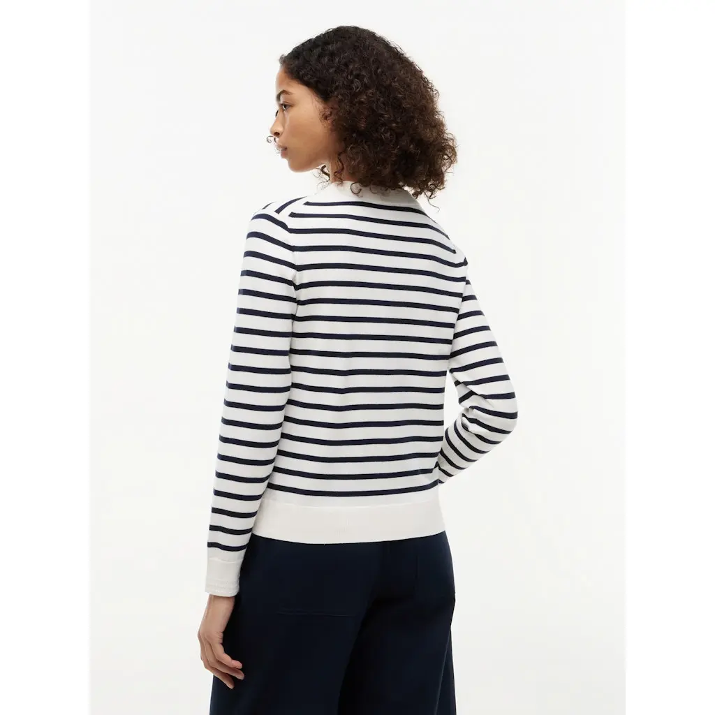 Tommy-Hilfiger-naisten-valko-sininen-raidallinen-nappineuletakki-kultaisilla-napeilla