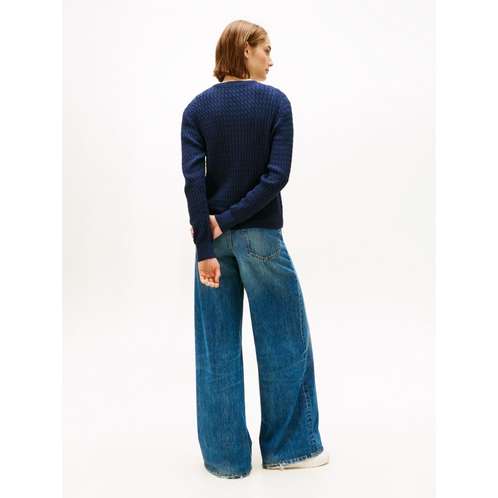 Tommy-Hilfiger_naisten-puuvillainen-tummansininen-lettineuletakki_calble-neuletakki