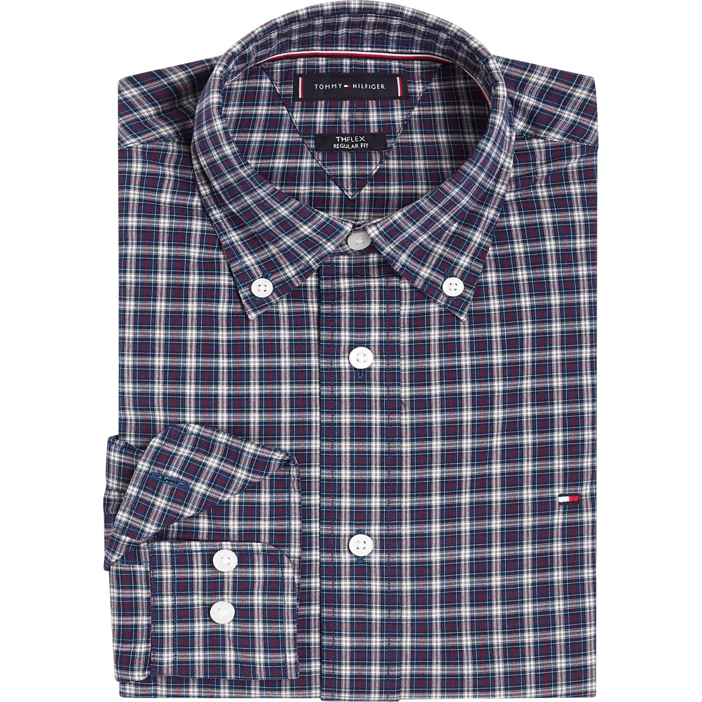 Tommy-Hilfiger_miesten-sini-punainen-ruutukauluspaita_flewx-poplin-mini-tartan-rf-shirt