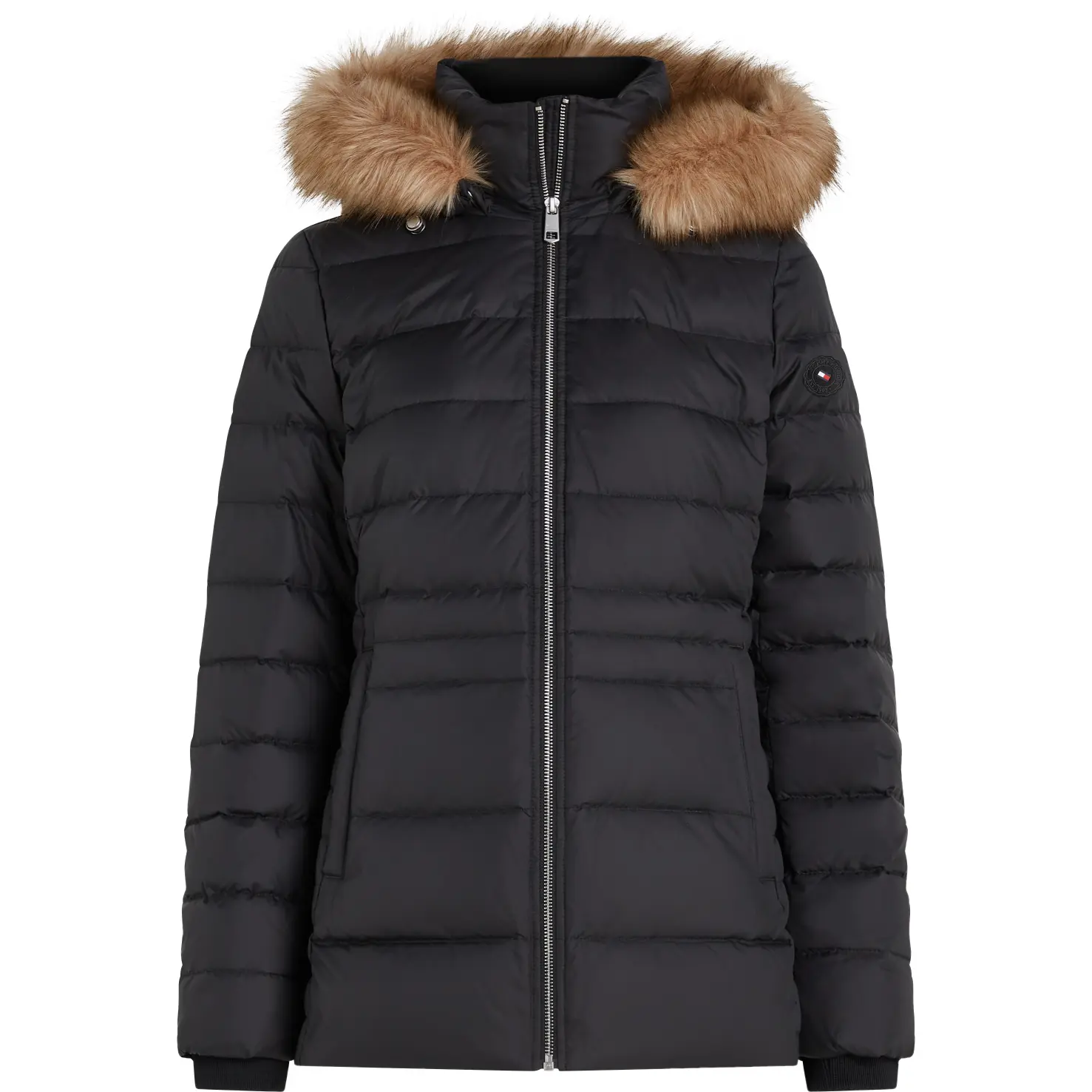 Tommy-Hilfiger_naisten-musta-lyhyt-vartalonmyotainen-untuvatakki_tyra-down-jacket_musta