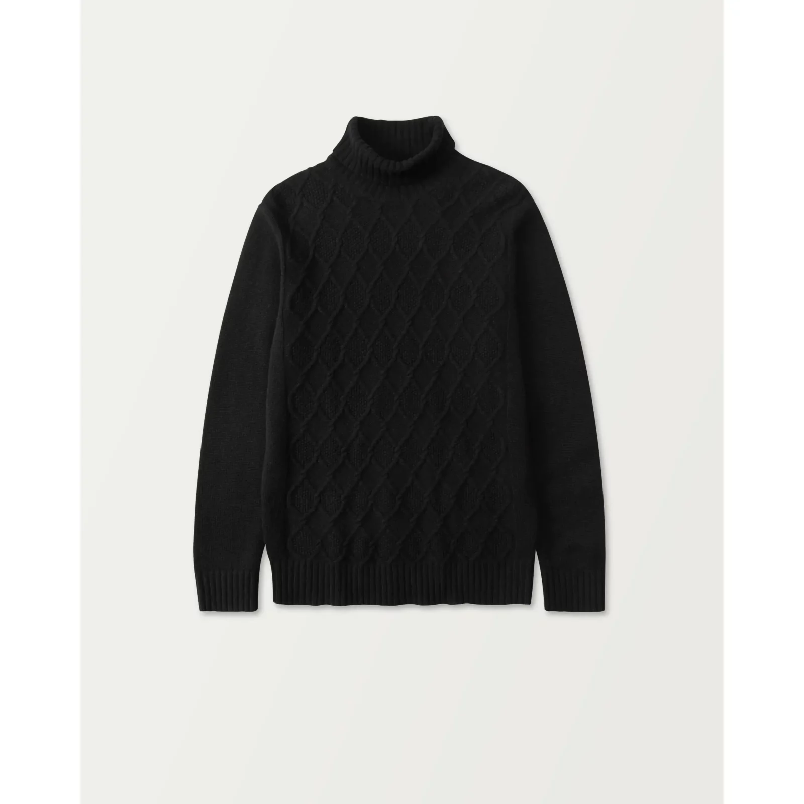 Turo_miesten-musta-villaneule-kaapelineuloksella_wool-cable-rollcneck-neule_1114-0322