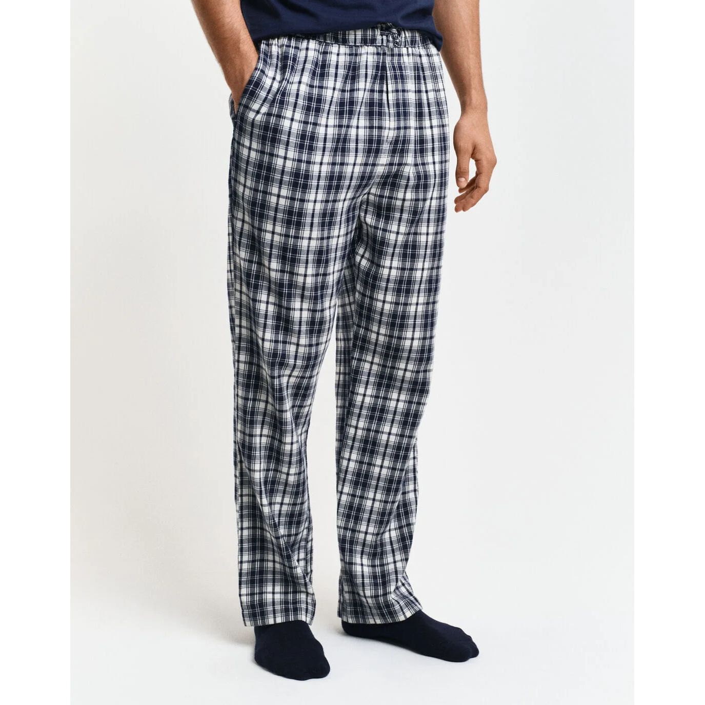 Gant_miesten sinivalkoruudulliset flanellihousut_flannel pant_902449206_433