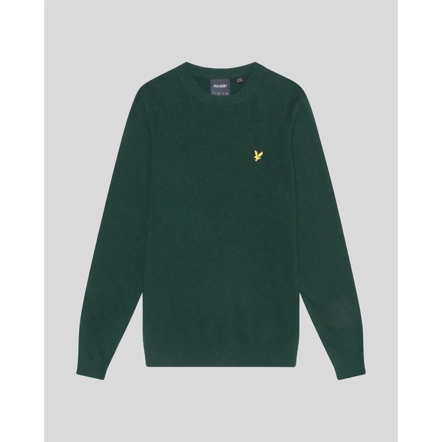 LyleScott_miesten-tummanvihrea-lampaanvillaneule_crew-neck-labswool-b_KN2114V_X321