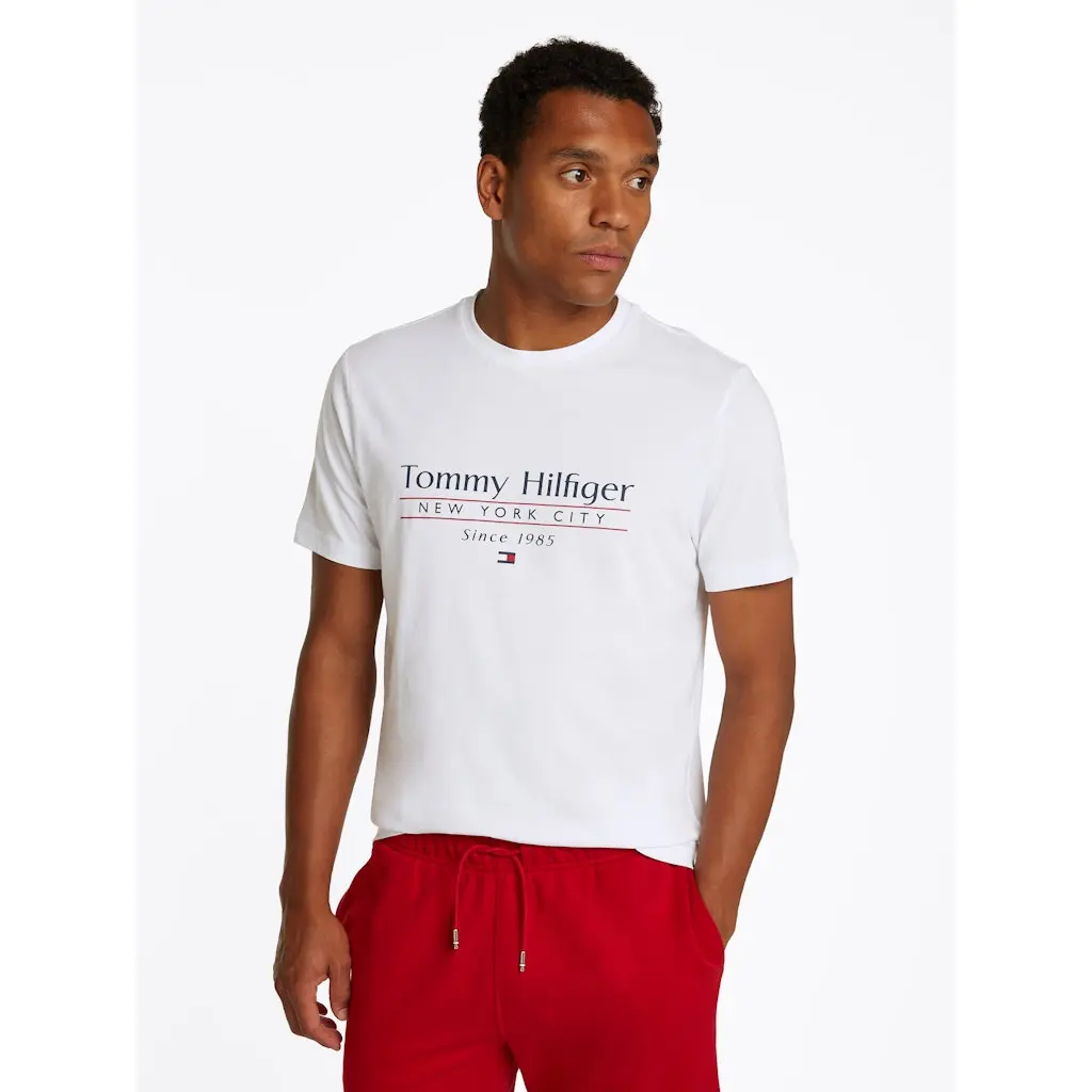 Tommy-Hilfiger_miesten valkoinen t-paita_hilfiger center stack tee__SP2025_YBR_MW0MW38621YBR (1)