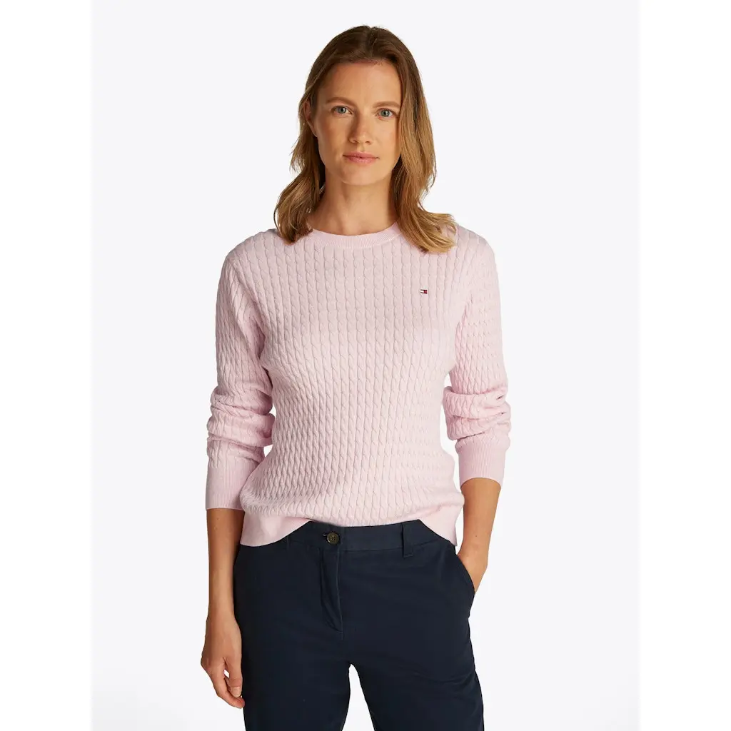 Tommy-Hilfiger_naisten vaaleanpunainen puuvillaneule_cabel c-neck neule_rosa__SP2025_TZH_WW0WW44993TZH_6 (1)