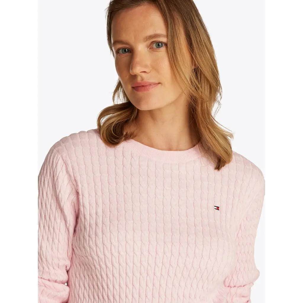 Tommy-Hilfiger_naisten vaaleanpunainen puuvillaneule_cabel c-neck neule_rosa__SP2025_TZH_WW0WW44993TZH_6 (1)