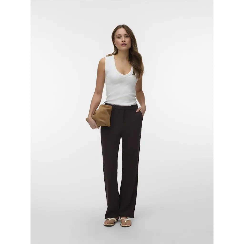 VERO-MODA-tummanruskeat-naisten-suoralahkeiset-siistit-housut