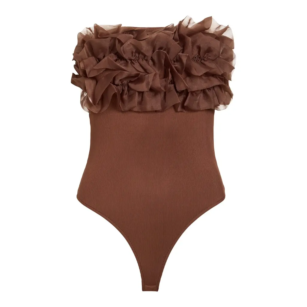 VILA-naisten-ruskea-bodystocking-body-tuubimallisella-ylaosalla