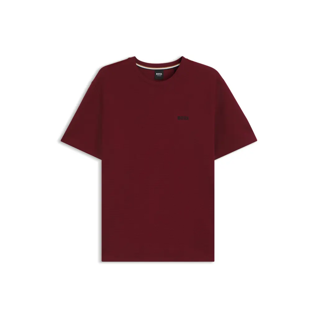 BOSS_miesten-tummanpunainen-t-paita_waffle-t-shirt