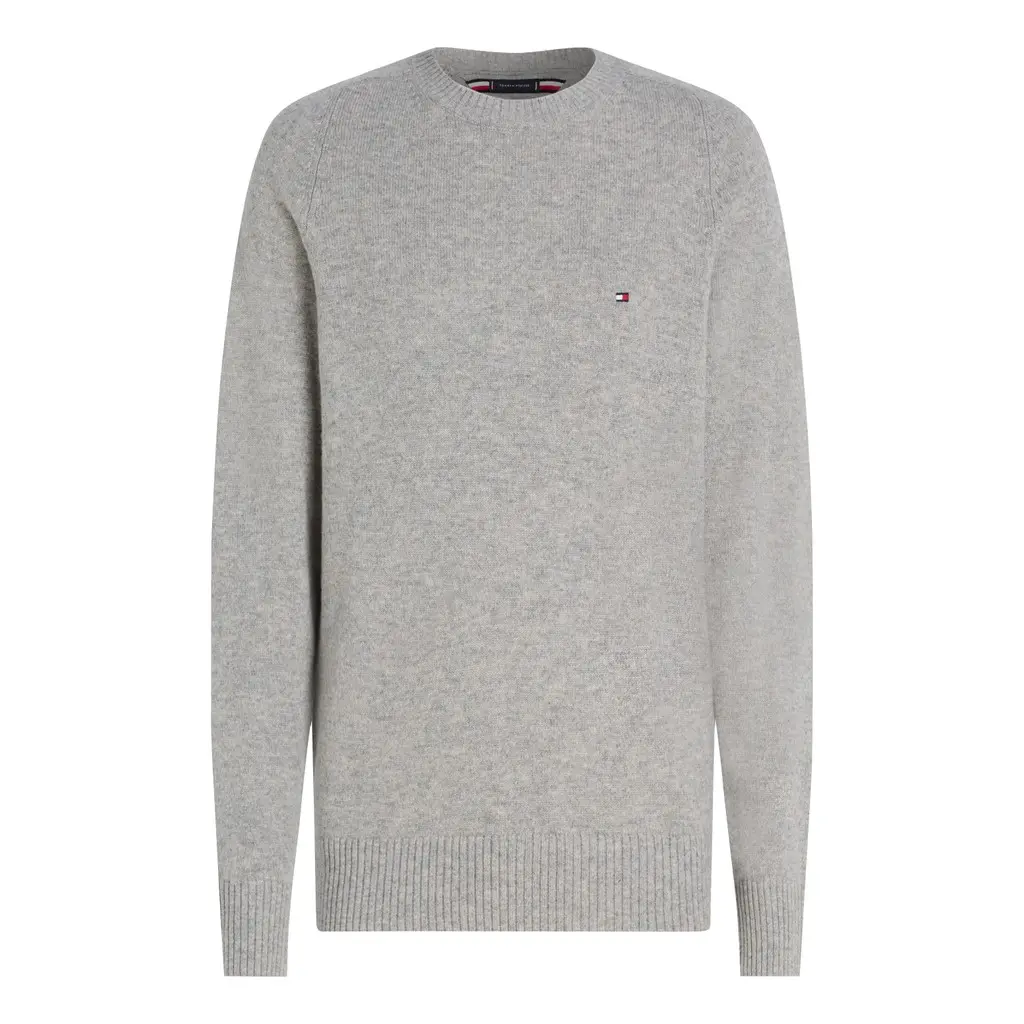 Tommy-Hilfiger-miesten-vaaleanharmaa-lampaanvilla-neule