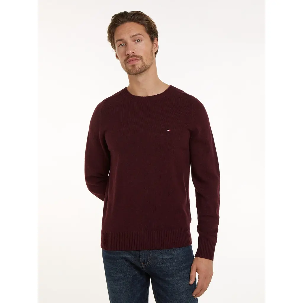 Tommy-Hilfiger-miesten-viininpunainen-lampaanvilla-neule