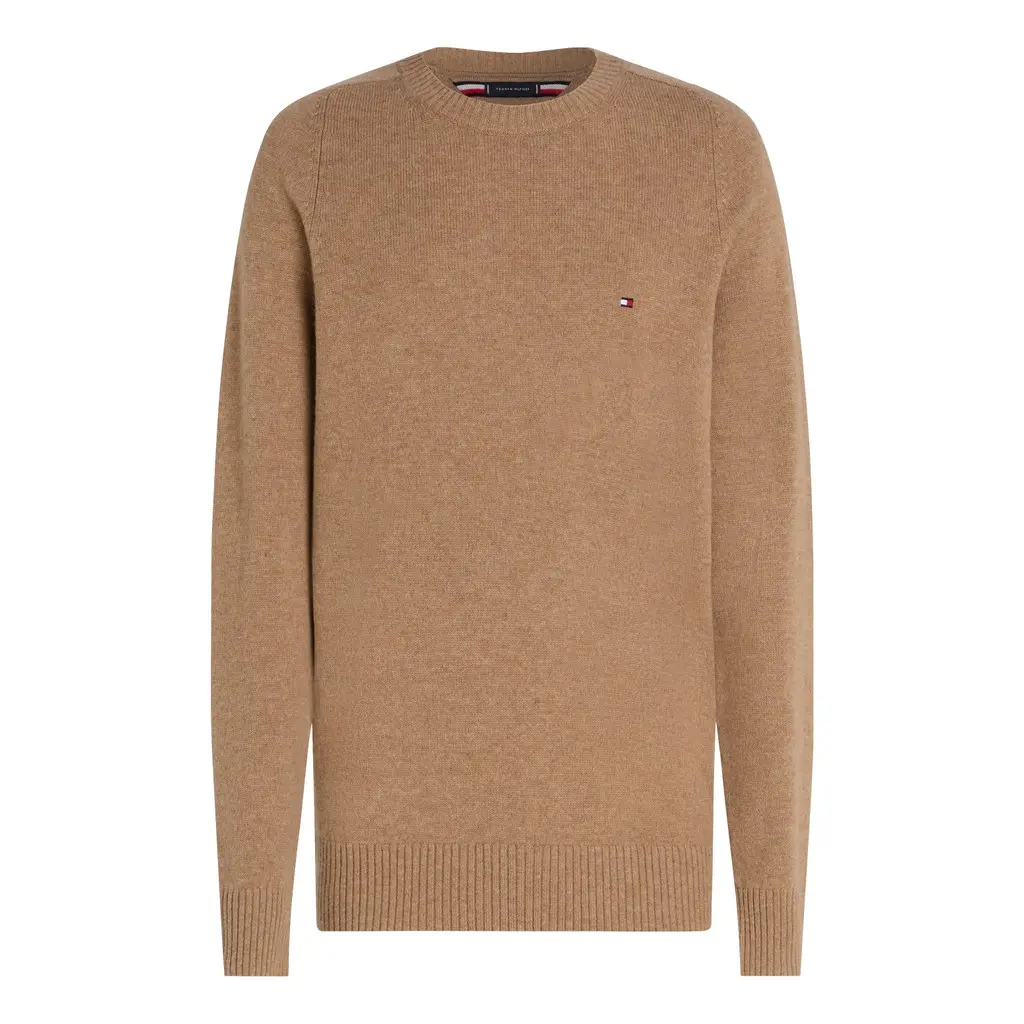 Tommy-Hilfiger-vaaleanruskea-miesten-lampaanvilla-neule