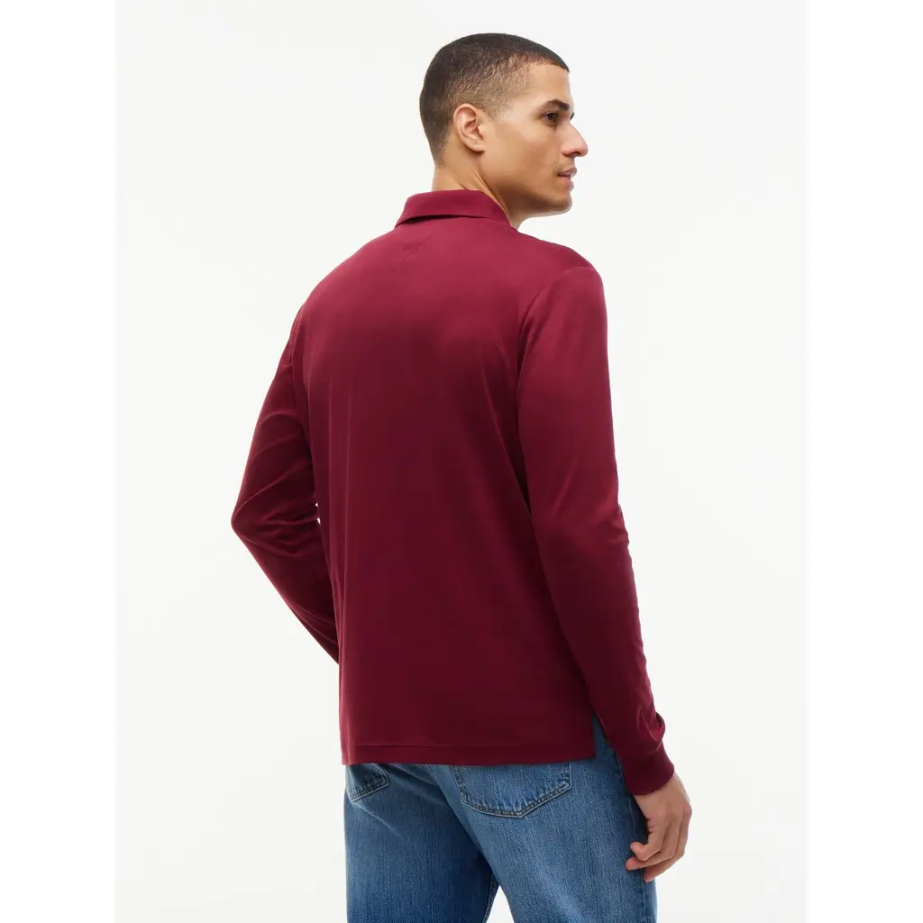 Tommy-Hilfiger-viininpunainen-miesten-pikeepaita-pitkilla-hihoilla