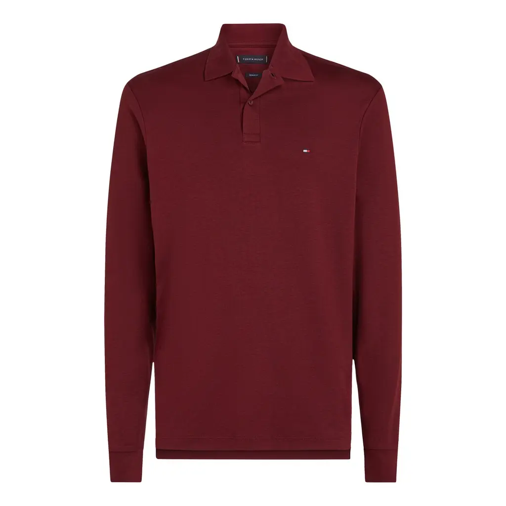 Tommy-Hilfiger-viininpunainen-miesten-pikeepaita-pitkilla-hihoilla