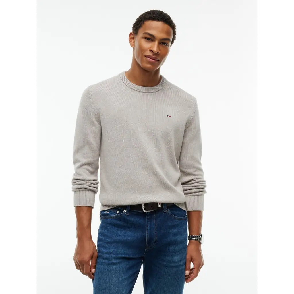 Tommy-Jeans-miesten-harmaan-beige-puuvillainen-neulepaita