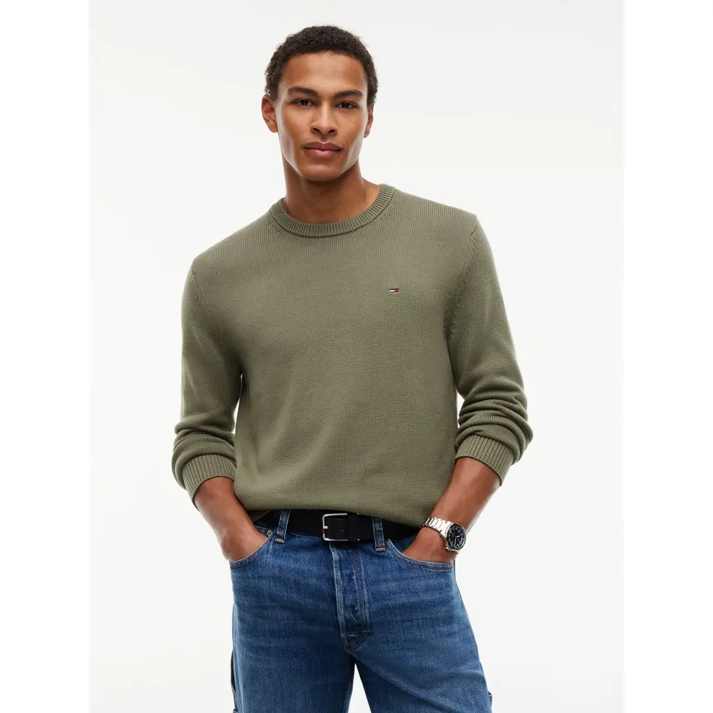 Tommy-Jeans-miesten-vihrean-puuvillaneule-pyoreall-apaantiella-ja-pienella-logolla