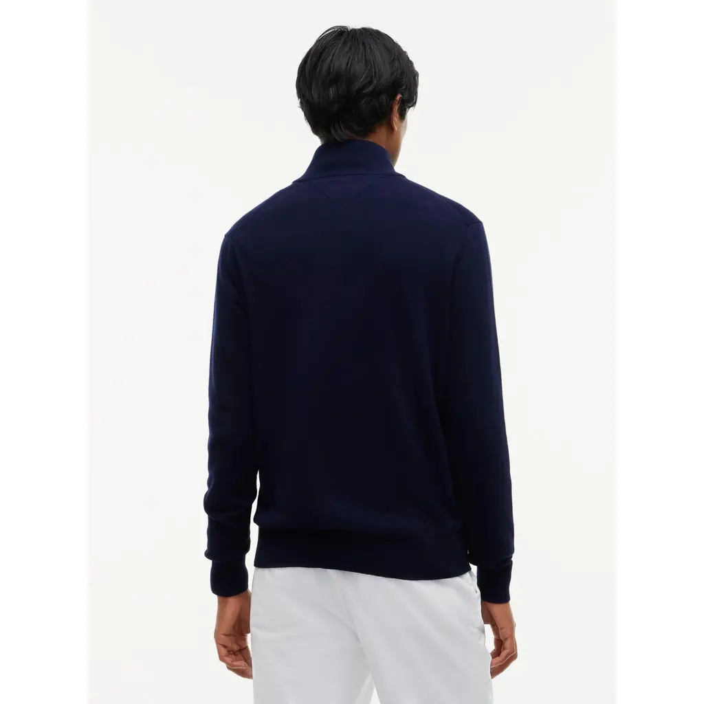 Tommy-Hilfiger-miesten-tummansininen-kauluksellinen-neule-puolivetoketjulla