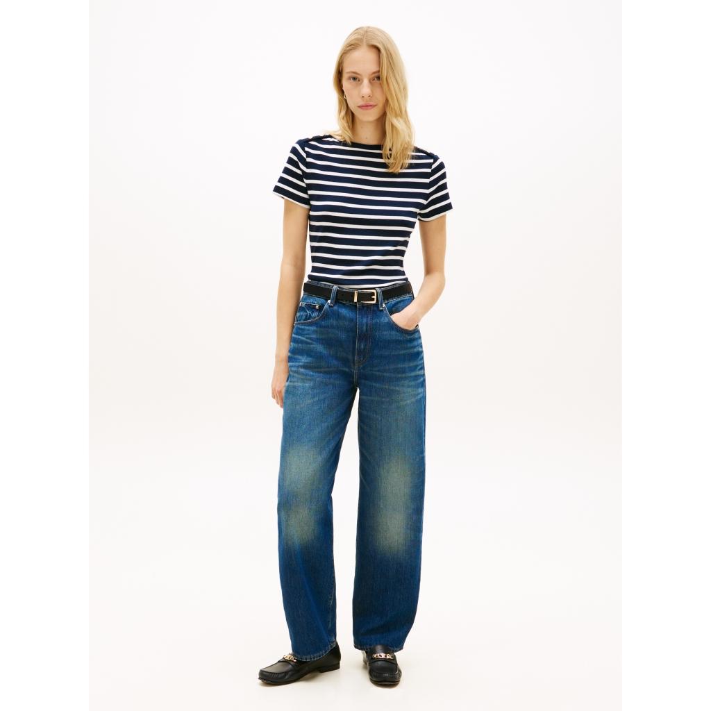 Tommy-Hilfiger_naisten-sinivalkoraidallinen-t-paita-koristenapein