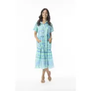 Orientique_kaunis-a-linjainen-taskullinen-mekko-kauluksilla-ja-napituksella_midimittainen-turkoosivihrea-kuviollinen-bohomekko_