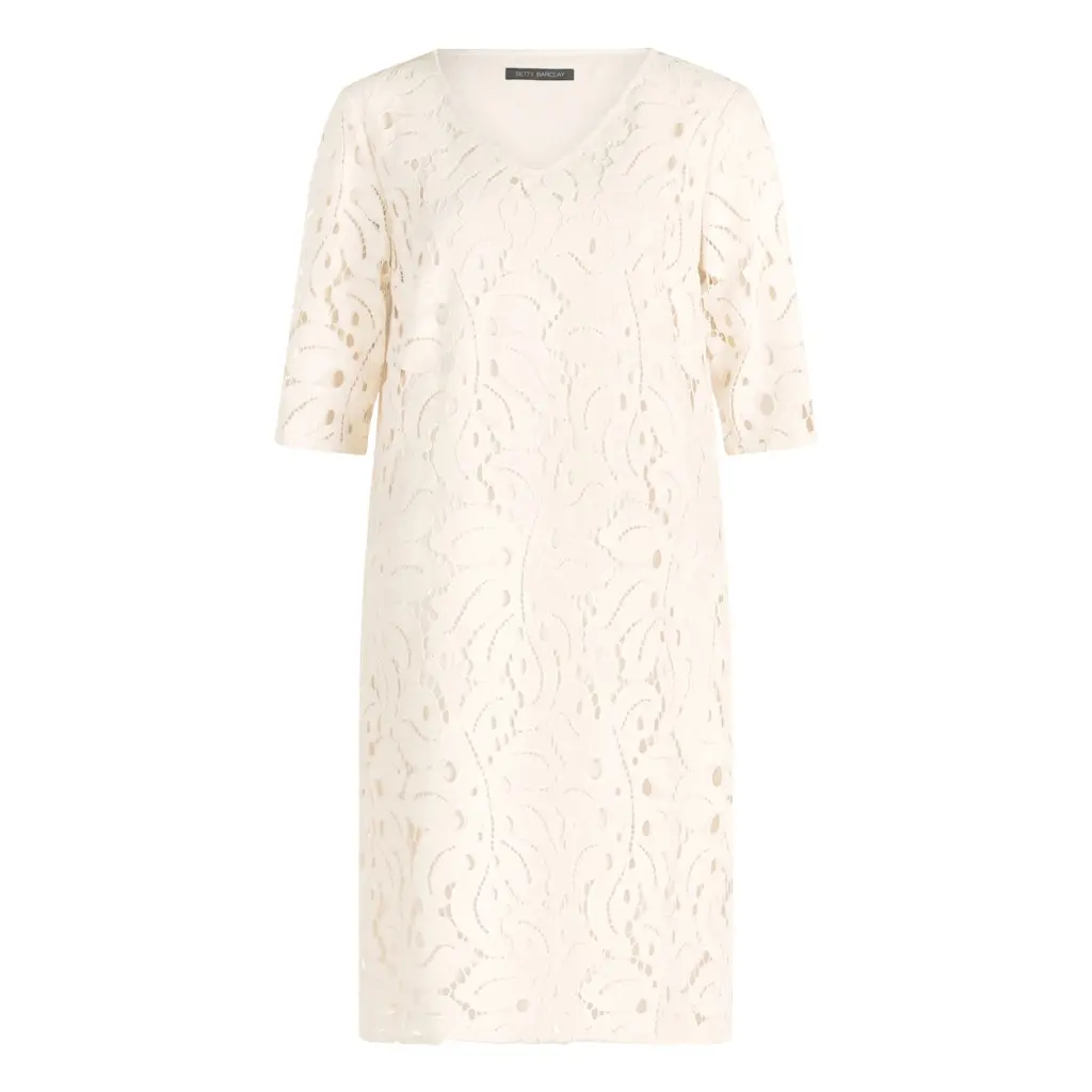 BETTY-BARCLAY_kaunis-vaaleanbeige-pitsimekko-lyhyella-hihalla-ja-v-paantiella-naisille-juhlaan