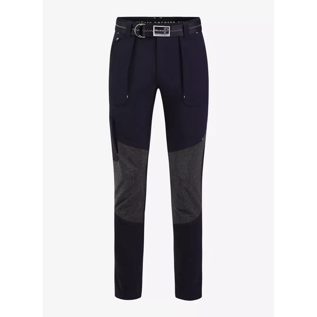 Pelle-P_miesten-sporttiset-tummansiniset-housut-vettahylkivalla-pinnalla