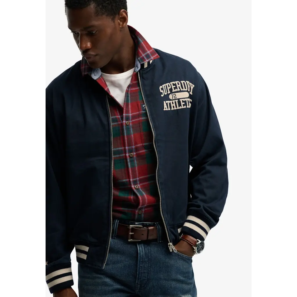 Superdry_miesten-tummansininen-trikoobomberitakki-valkoisilla-yksityiskohdillla