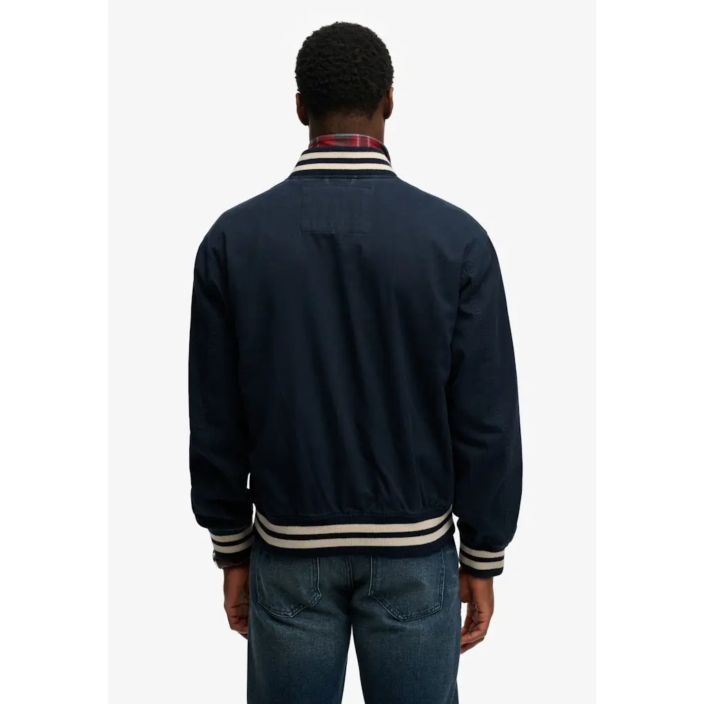 Superdry_miesten-tummansininen-trikoobomberitakki-valkoisilla-yksityiskohdillla