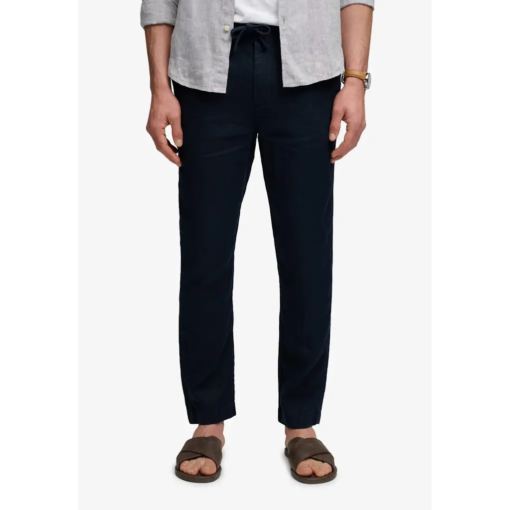 Superdry_tummansiniset-miesten-pellavahousut