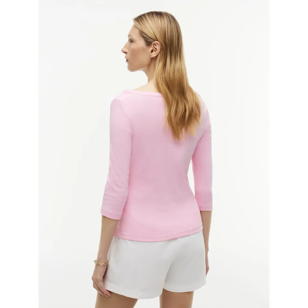 Tommy-Hilfiger_naisten-vaaleanpunainen-trikoopaita-venepaantiella-ja-34-hihalla
