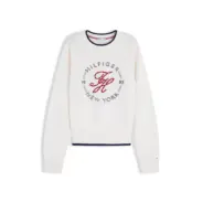 Tommy-Hilfiger-naisten-luonnonvalkoinen-puuvillaneule-logokirjailulla