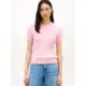 Tommy-Hilfiger-naisten-pinkki-palmikkoneule-lyhythihaisena