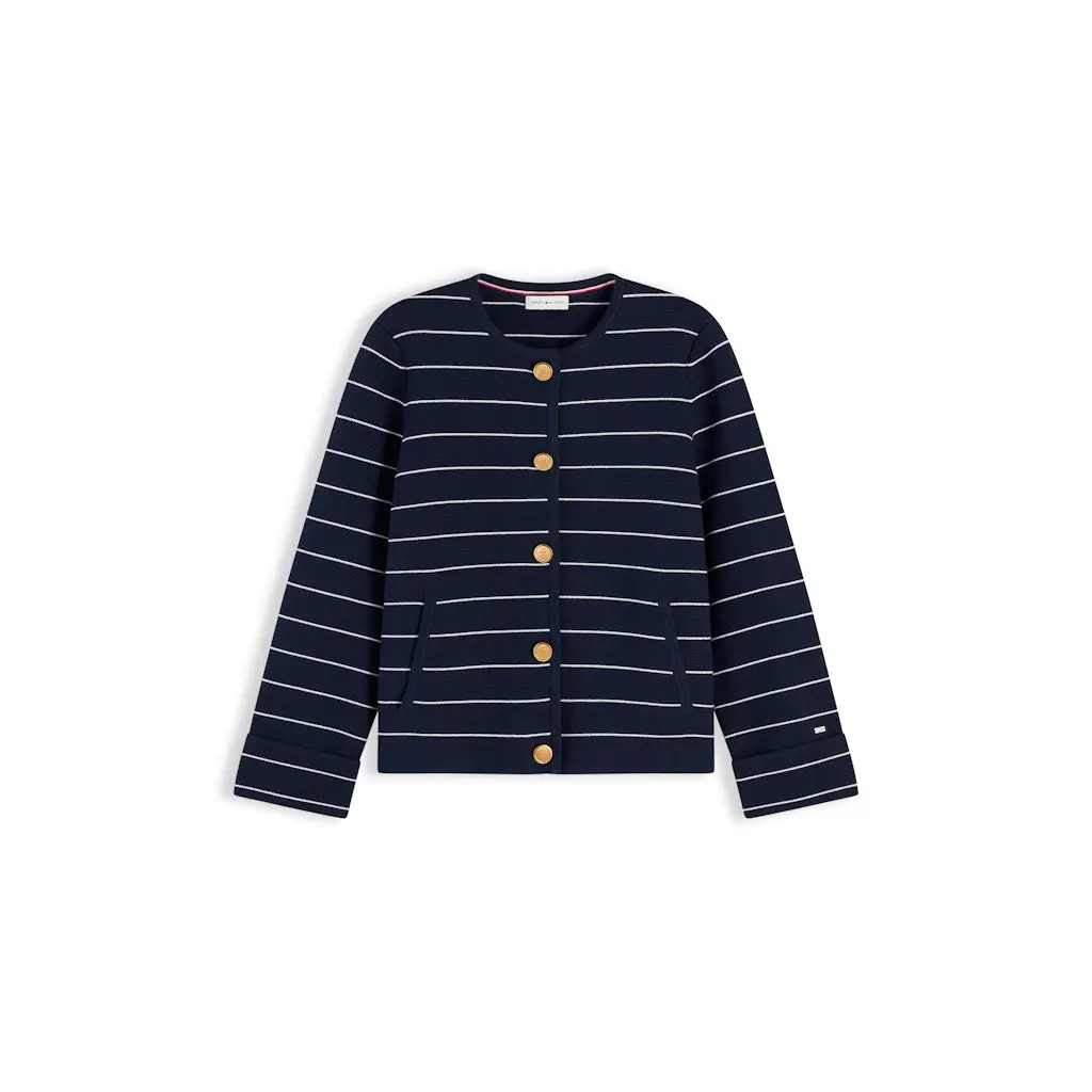 Tommy-Hilfiger_naisten-tummansininen-nappineuletakki-valkoisella-kapealla-raidoituksella