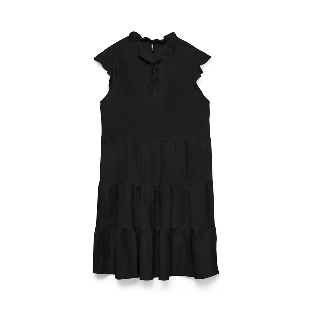 VERO-MODA-musta-naisten-frillamekko-a-linjaisella-helmalla