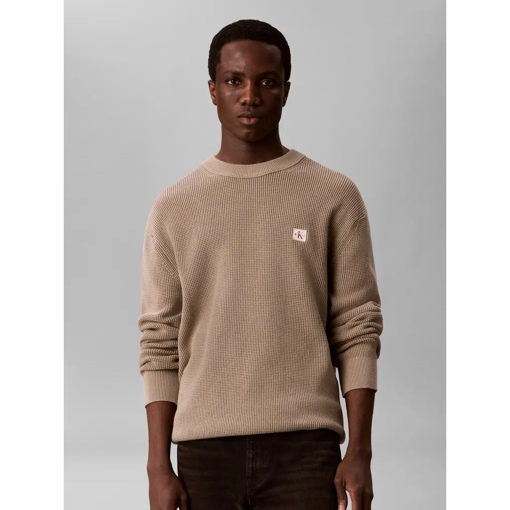 Calvin-Klein-miesten-beigen-ruskea-puuvillaneule