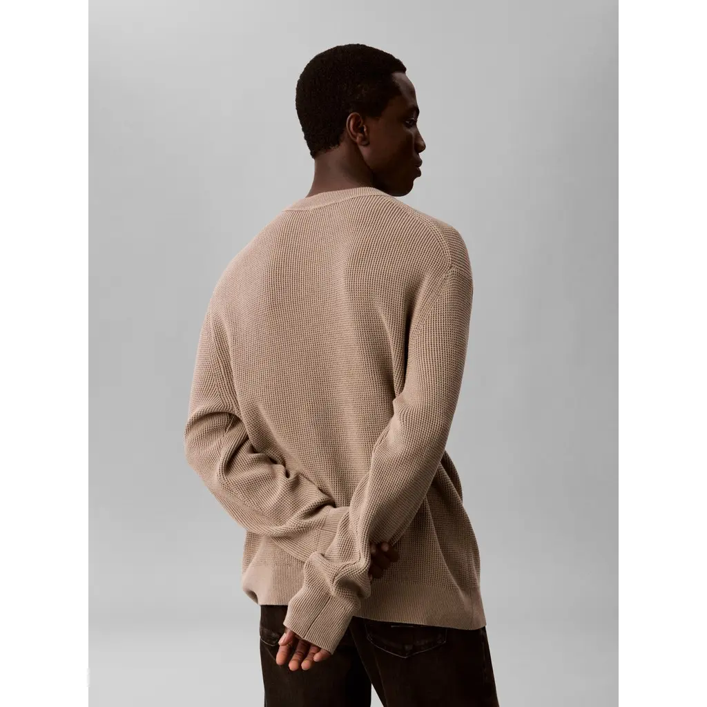 Calvin-Klein-miesten-beigen-ruskea-puuvillaneule