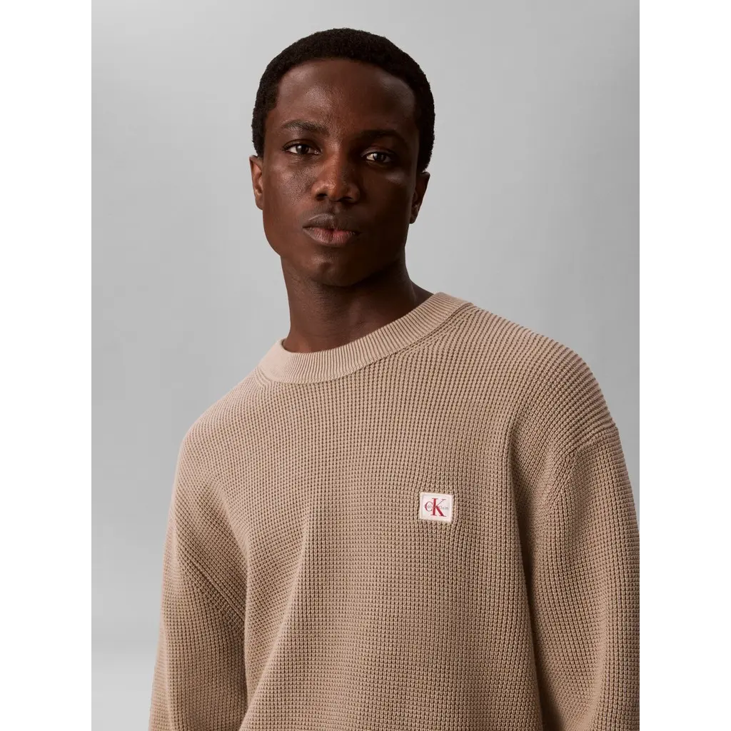 Calvin-Klein-miesten-beigen-ruskea-puuvillaneule