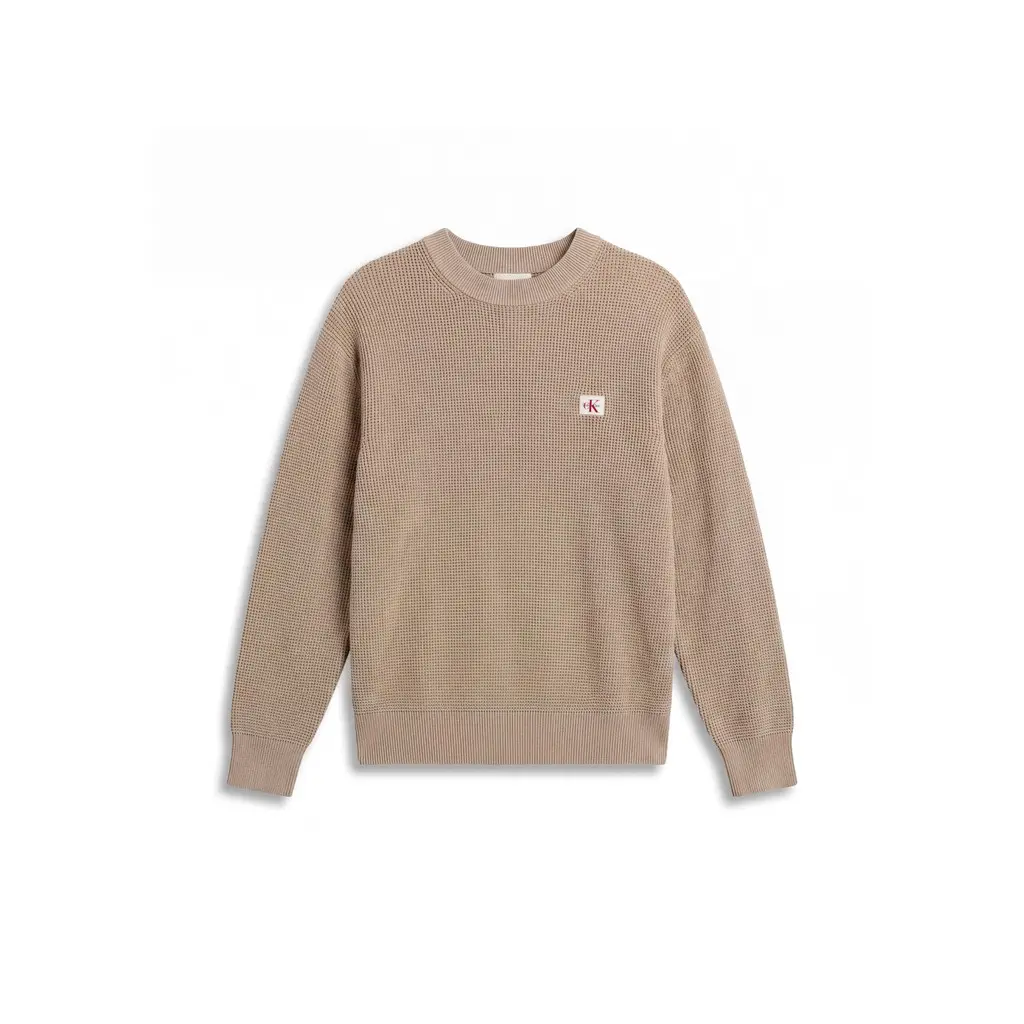 Calvin-Klein-miesten-beigen-ruskea-puuvillaneule