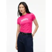 Tommy-Jeans_naisten-pinkki-t-paita-logolla