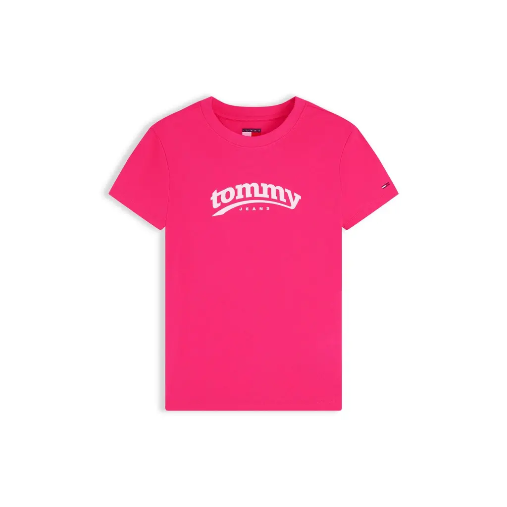 Tommy-Jeans_naisten-pinkki-t-paita-logolla