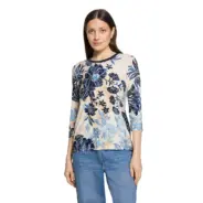 BETTY-BARCLAY-naisten-kuviollinen-sini-beige-trikoopaita-34-hihalla