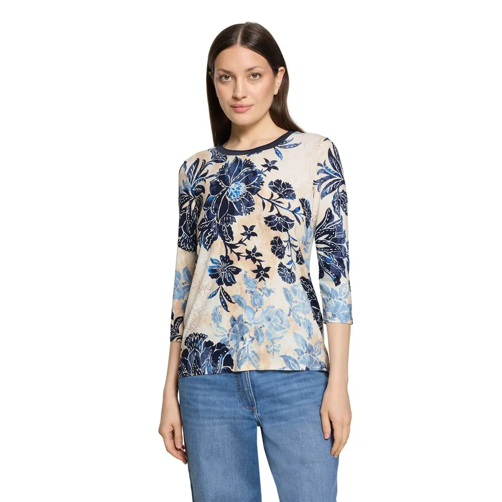 BETTY-BARCLAY-naisten-kuviollinen-sini-beige-trikoopaita-34-hihalla