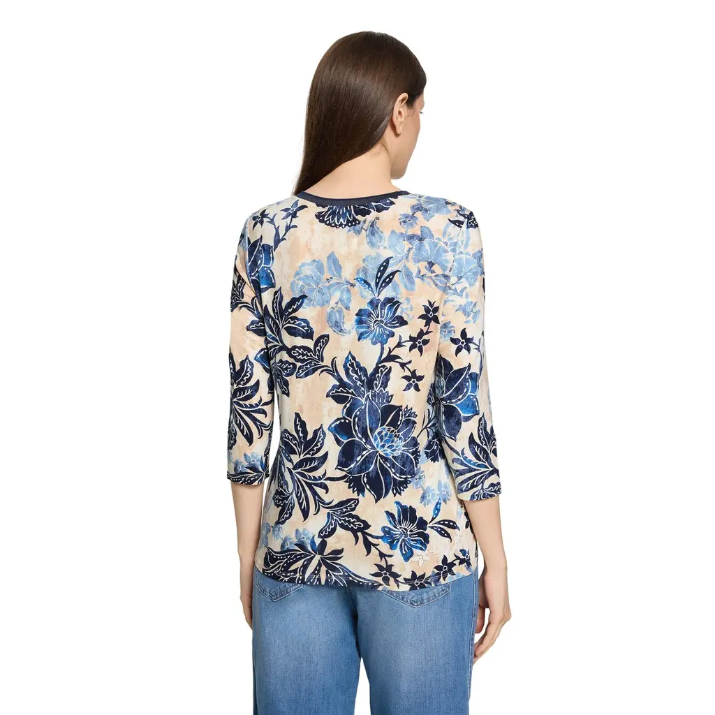 BETTY-BARCLAY-naisten-kuviollinen-sini-beige-trikoopaita-34-hihalla