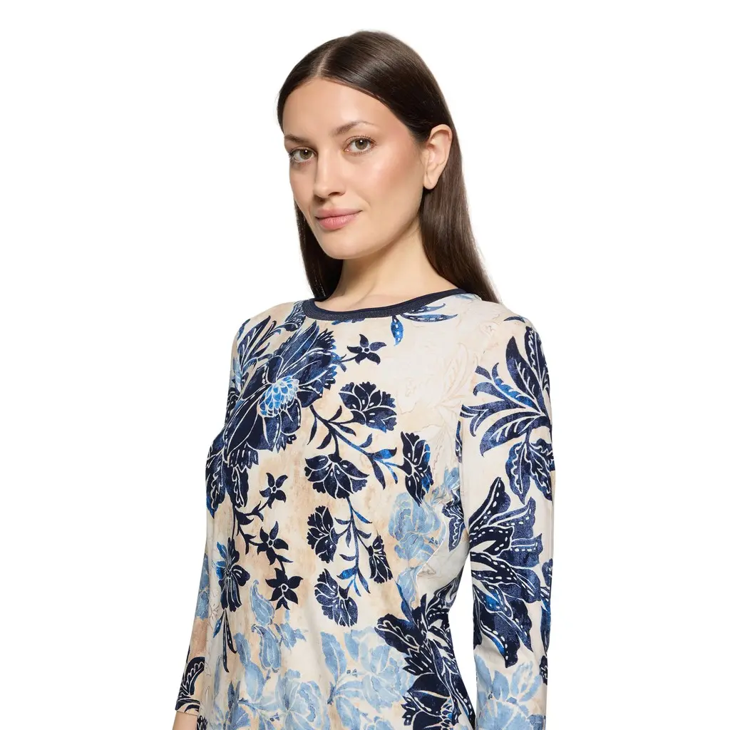 BETTY-BARCLAY-naisten-kuviollinen-sini-beige-trikoopaita-34-hihalla