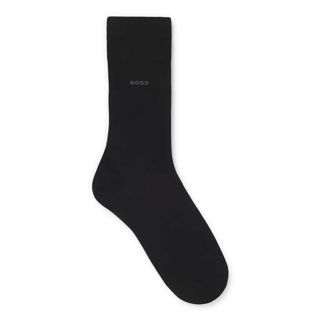 BOSS-miesten-puuvillaiset-mustat-varrelliset-sukat-logolla