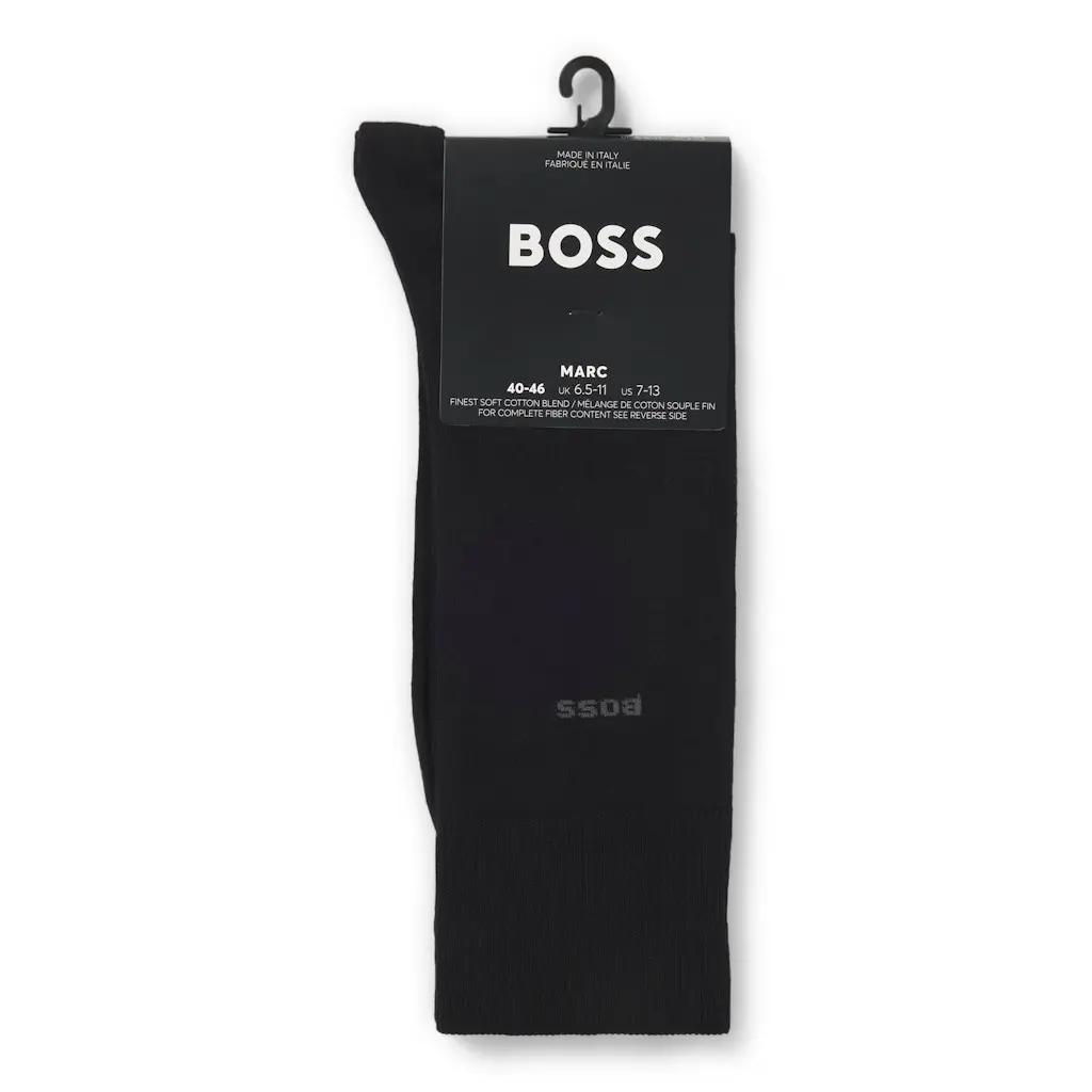 BOSS-miesten-puuvillaiset-mustat-varrelliset-sukat-logolla